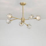 Modern Crystal Sphere Cluster Chandelier Round Brass Pendant Light for Dining Room