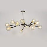 Modern Crystal Sphere Cluster Chandelier Round Brass Pendant Light for Dining Room