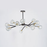 Modern Crystal Sphere Cluster Chandelier Round Brass Pendant Light for Dining Room
