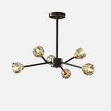 Modern Crystal Sphere Cluster Chandelier Round Brass Pendant Light for Dining Room