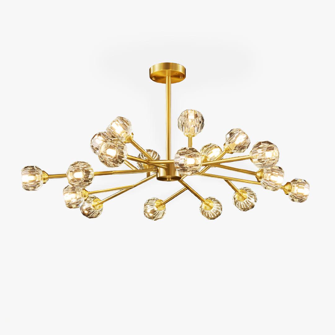 Modern Crystal Sphere Cluster Chandelier Round Brass Pendant Light for Dining Room