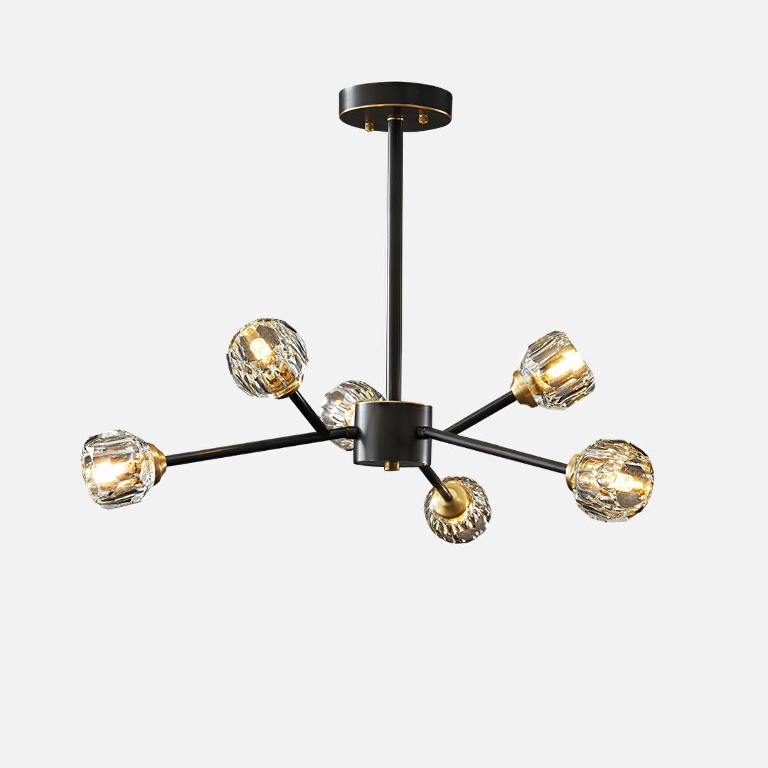 Modern Crystal Sphere Cluster Chandelier Round Brass Pendant Light for Dining Room