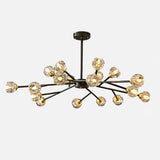 Modern Crystal Sphere Cluster Chandelier Round Brass Pendant Light for Dining Room