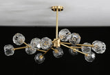 Modern Crystal Sphere Cluster Chandelier Round Brass Pendant Light for Dining Room