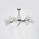 Modern Crystal Sphere Cluster Chandelier Round Brass Pendant Light for Dining Room