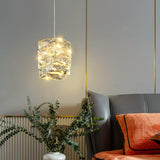 Modern Crystal Tube Pendant Light Silver Finish LED Hanging Lamp for Luxury Interior Decor