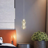 Modern Crystal Tube Pendant Light Silver Finish LED Hanging Lamp for Luxury Interior Decor