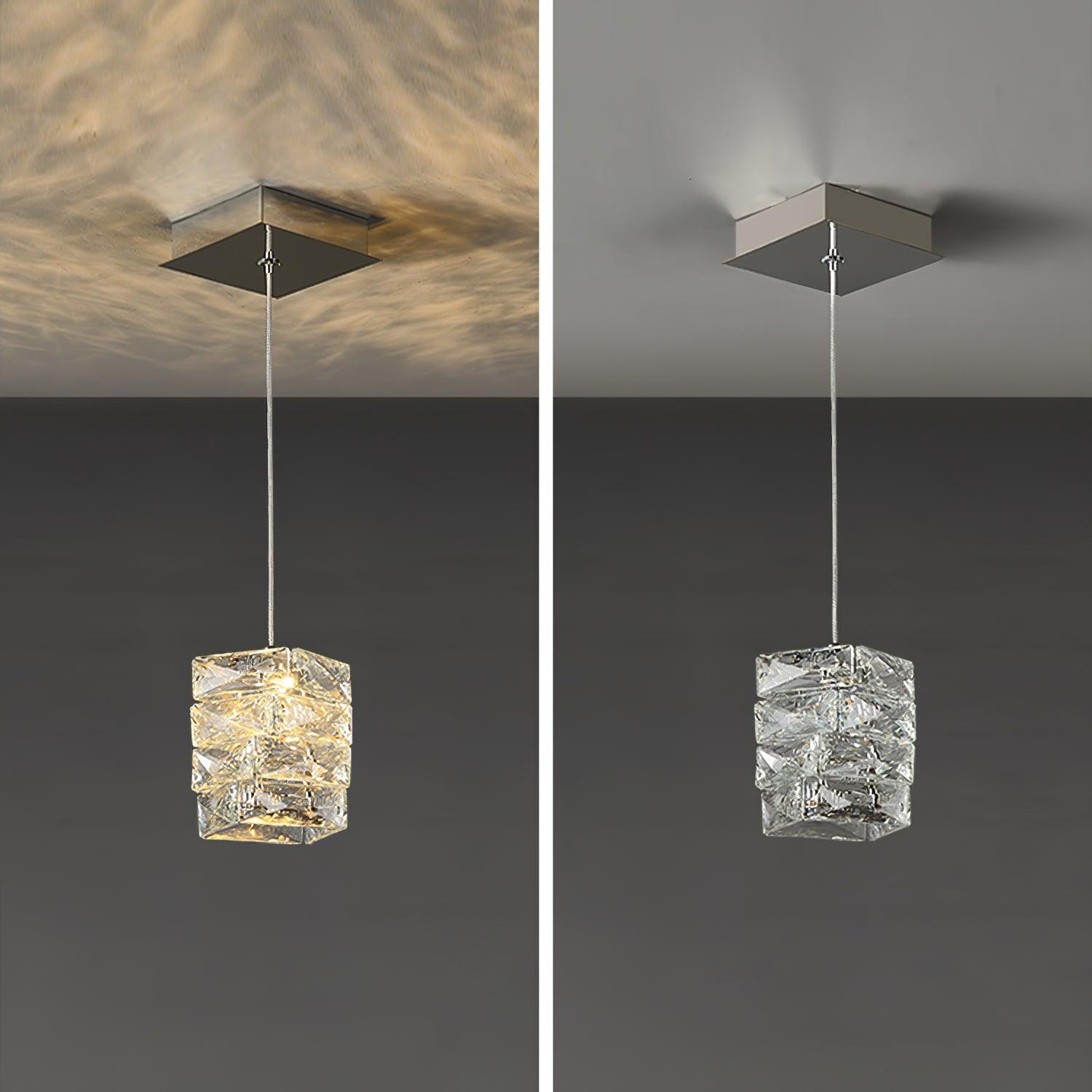 Modern Crystal Tube Pendant Light Silver Finish LED Hanging Lamp for Luxury Interior Decor