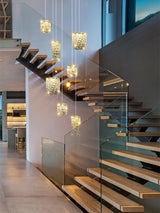 Modern Crystal Tube Pendant Light Silver Finish LED Hanging Lamp for Luxury Interior Decor
