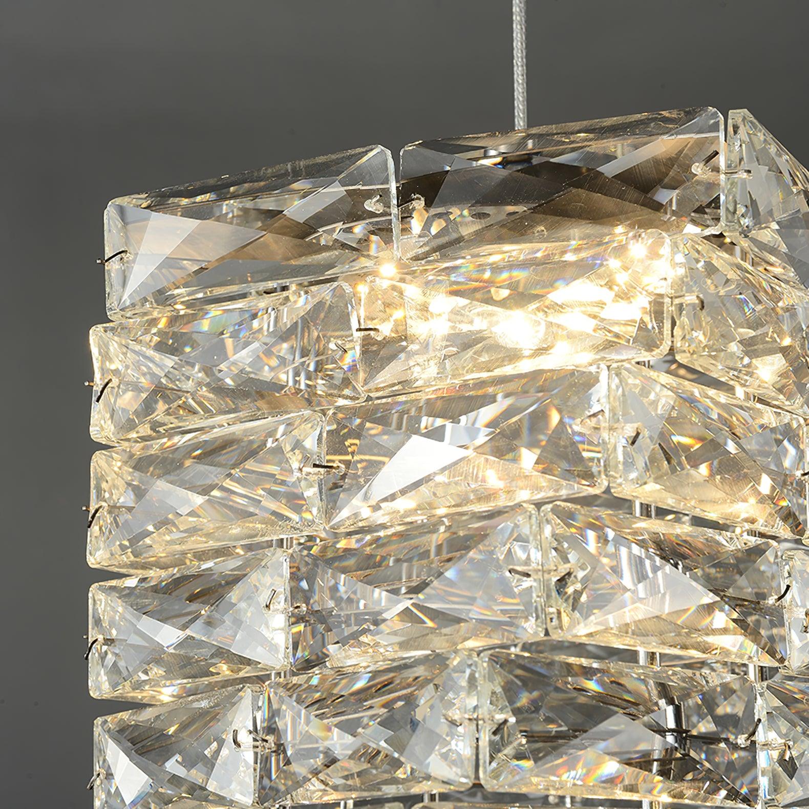 Modern Crystal Tube Pendant Light Silver Finish LED Hanging Lamp for Luxury Interior Decor