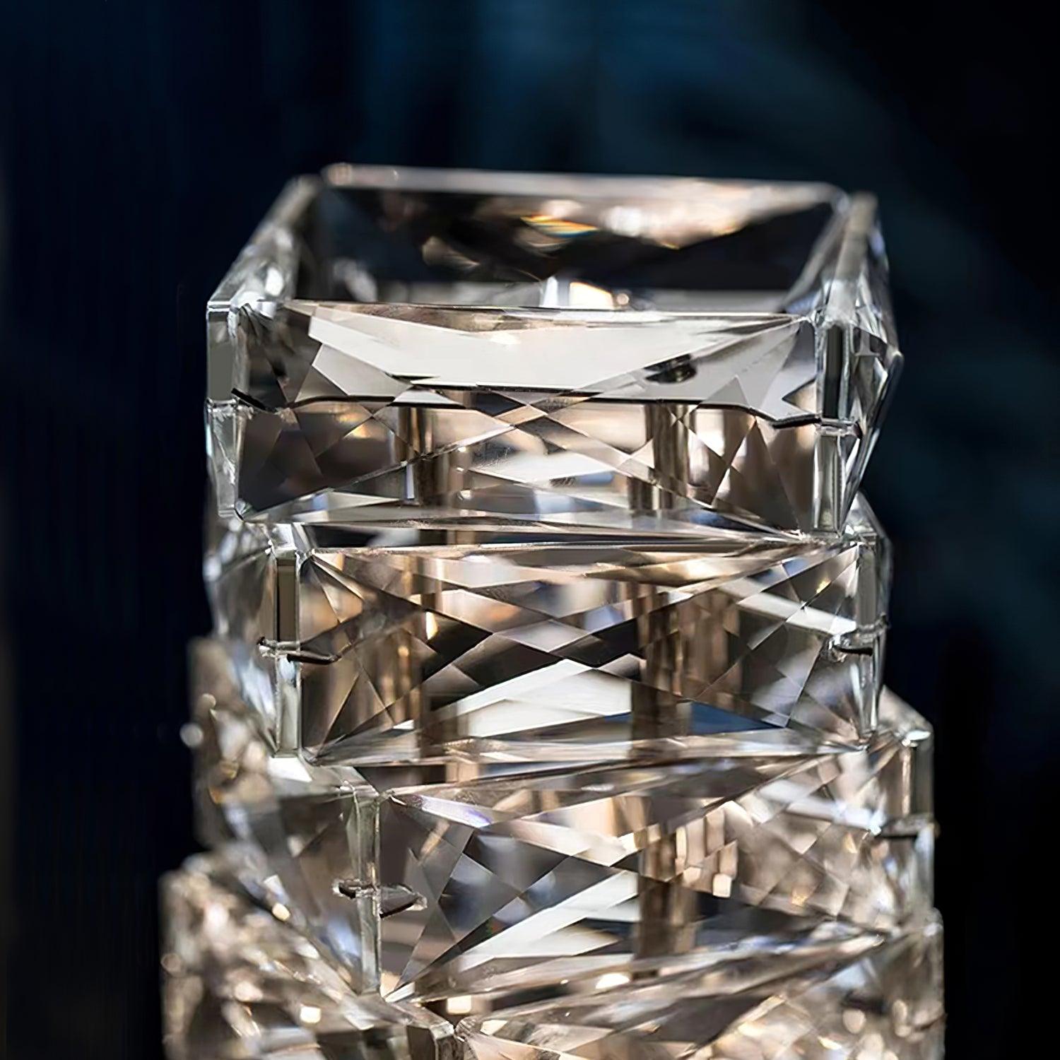 Modern Crystal Tube Pendant Light Silver Finish LED Hanging Lamp for Luxury Interior Decor