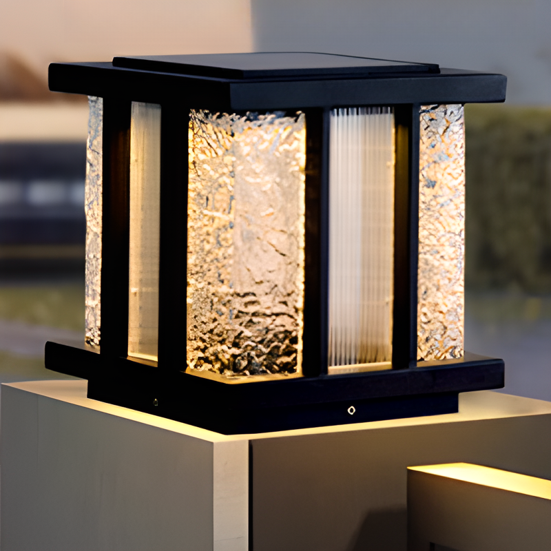 Modern Cube Solar Path Light Outdoor Waterproof Landscape Garden Pillar LED Lamp