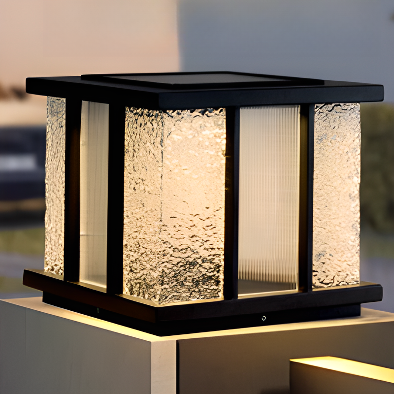 Modern Cube Solar Path Light Outdoor Waterproof Landscape Garden Pillar LED Lamp
