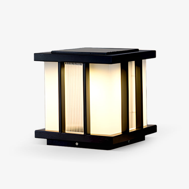Modern Cube Solar Path Light Outdoor Waterproof Landscape Garden Pillar LED Lamp