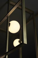 Modern Cubist Style Geometric Glass Ceiling Light with Murano Spheres and Metal Frame
