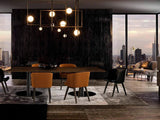Modern Cubist Style Geometric Glass Ceiling Light with Murano Spheres and Metal Frame