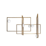 Modern Cubist Style Geometric Glass Ceiling Light with Murano Spheres and Metal Frame