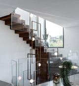 Modern Cubist Style Geometric Glass Ceiling Light with Murano Spheres and Metal Frame