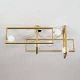 Modern Cubist Style Geometric Glass Ceiling Light with Murano Spheres and Metal Frame