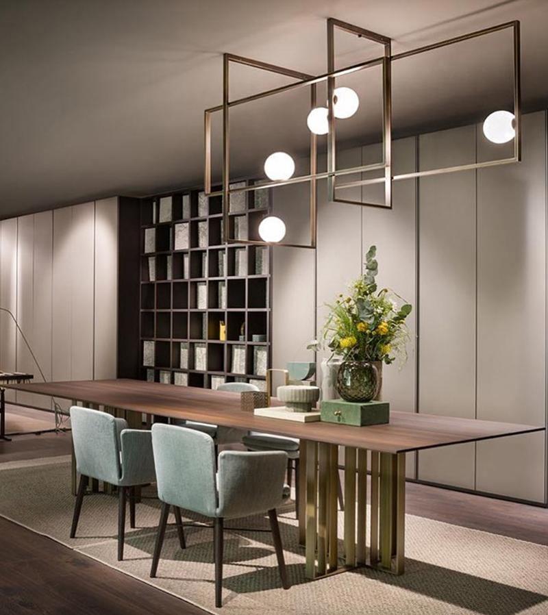 Modern Cubist Style Geometric Glass Ceiling Light with Murano Spheres and Metal Frame