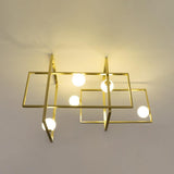Modern Cubist Style Geometric Glass Ceiling Light with Murano Spheres and Metal Frame