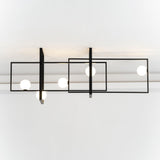 Modern Cubist Style Geometric Glass Ceiling Light with Murano Spheres and Metal Frame