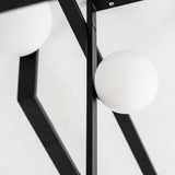 Modern Cubist Style Geometric Glass Ceiling Light with Murano Spheres and Metal Frame
