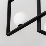 Modern Cubist Style Geometric Glass Ceiling Light with Murano Spheres and Metal Frame