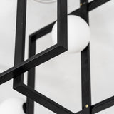 Modern Cubist Style Geometric Glass Ceiling Light with Murano Spheres and Metal Frame