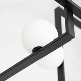 Modern Cubist Style Geometric Glass Ceiling Light with Murano Spheres and Metal Frame