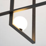 Modern Cubist Style Geometric Glass Ceiling Light with Murano Spheres and Metal Frame