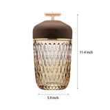 Modern Cup Shaped Crystal Glass Table Lamp Cordless Rechargeable LED Bedside Light with Wood Lid