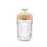 Modern Cup Shaped Crystal Glass Table Lamp Cordless Rechargeable LED Bedside Light with Wood Lid