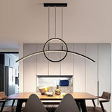 Modern Curve Circle LED Pendant Light Metal Hanging Lamp for Kitchen and Dining Room