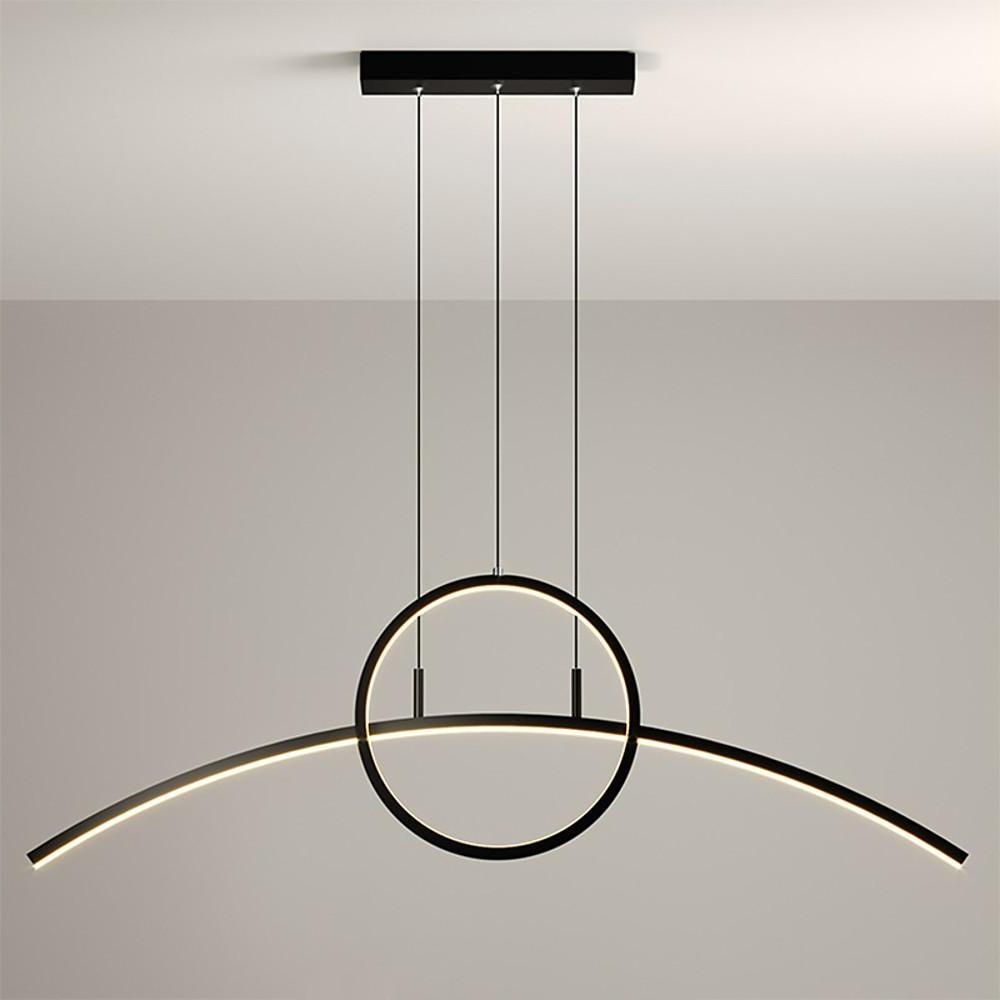 Modern Curve Circle LED Pendant Light Metal Hanging Lamp for Kitchen and Dining Room