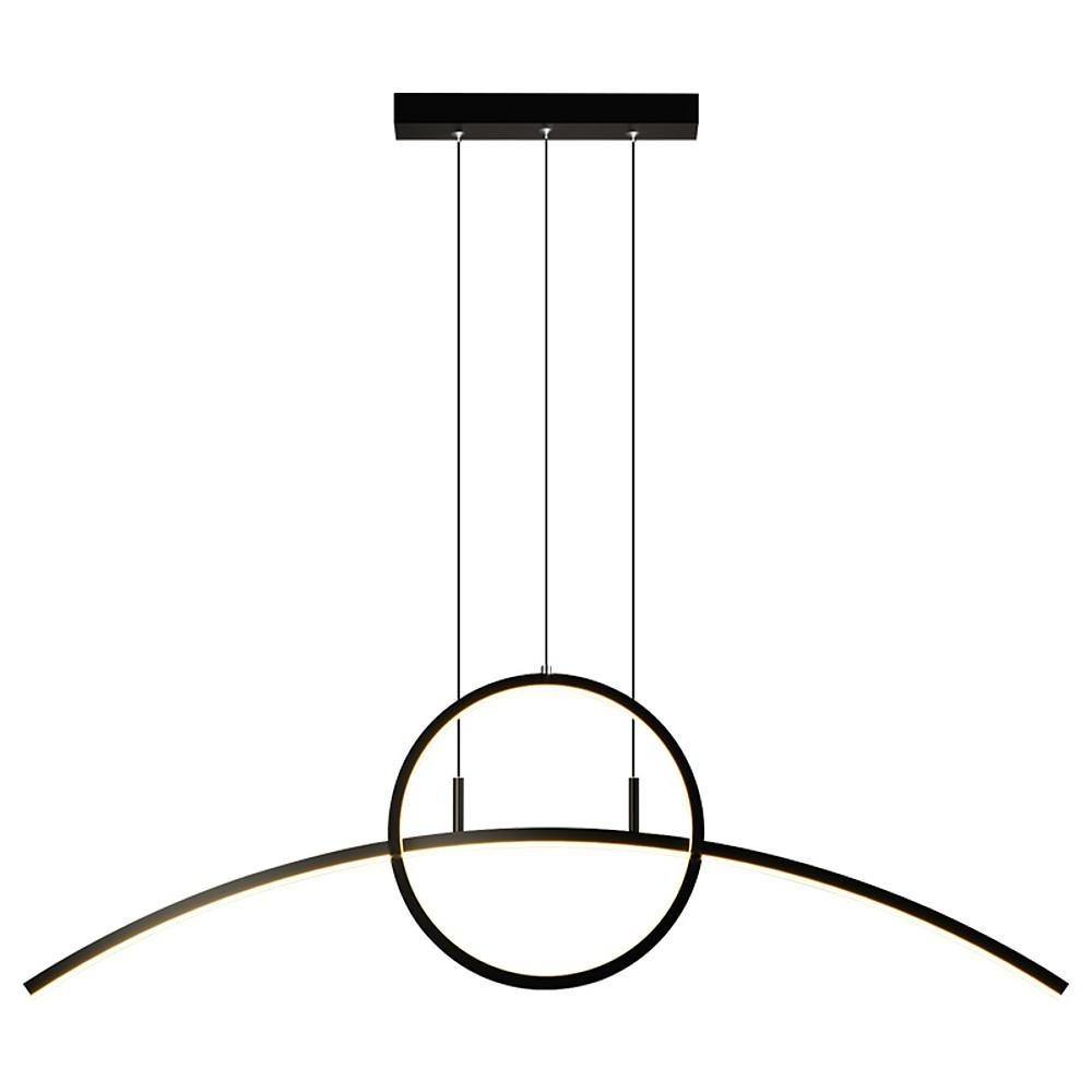 Modern Curve Circle LED Pendant Light Metal Hanging Lamp for Kitchen and Dining Room