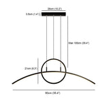 Modern Curve Circle LED Pendant Light Metal Hanging Lamp for Kitchen and Dining Room