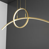 Modern Curve Circle LED Pendant Light Metal Hanging Lamp for Kitchen and Dining Room