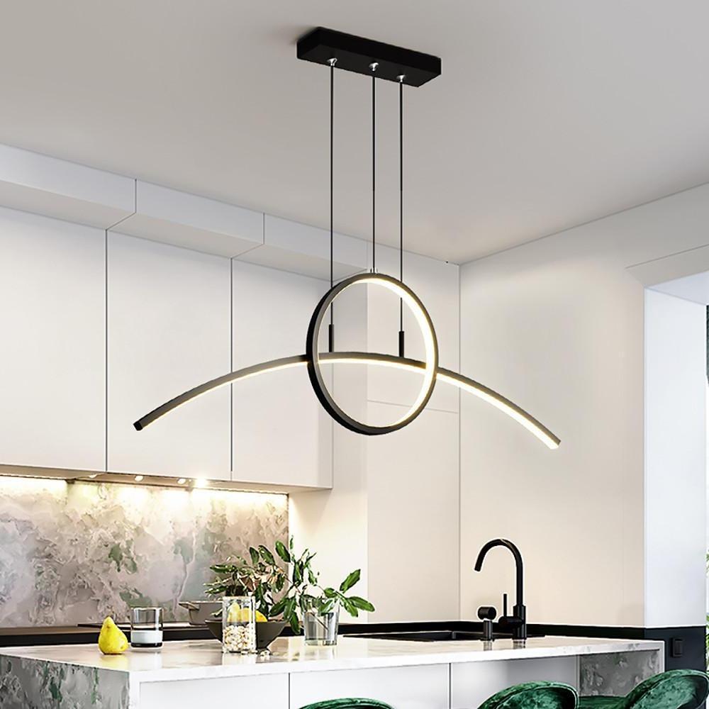 Modern Curve Circle LED Pendant Light Metal Hanging Lamp for Kitchen and Dining Room