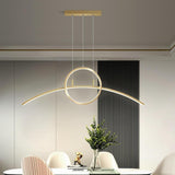 Modern Curve Circle LED Pendant Light Metal Hanging Lamp for Kitchen and Dining Room