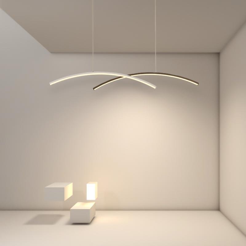 Modern Curve LED Pendant Lighting 2 Piece Set Aluminum Arc Ceiling Fixture for Kitchen Island