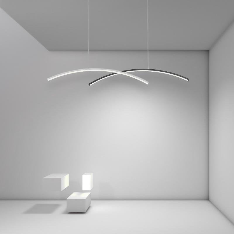Modern Curve LED Pendant Lighting 2 Piece Set Aluminum Arc Ceiling Fixture for Kitchen Island
