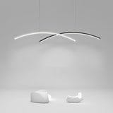 Modern Curve LED Pendant Lighting 2 Piece Set Aluminum Arc Ceiling Fixture for Kitchen Island