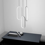 Modern Curved 3 Light Rectangle LED Chandelier for Kitchen Island and Dining Room Lighting