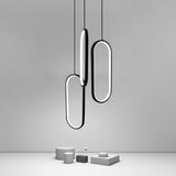 Modern Curved 3 Light Rectangle LED Chandelier for Kitchen Island and Dining Room Lighting
