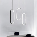 Modern Curved 3 Light Rectangle LED Chandelier for Kitchen Island and Dining Room Lighting