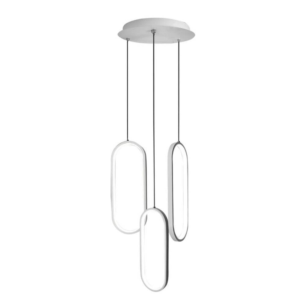 Modern Curved 3 Light Rectangle LED Chandelier for Kitchen Island and Dining Room Lighting