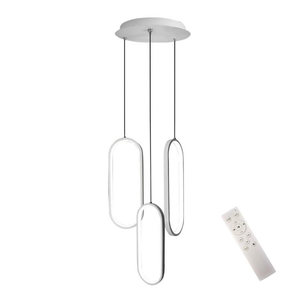 Modern Curved 3 Light Rectangle LED Chandelier for Kitchen Island and Dining Room Lighting