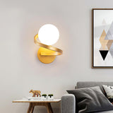 Modern Curved Brass Wall Sconce with White Glass Globe Shade Indoor Lighting Fixture G9 Base