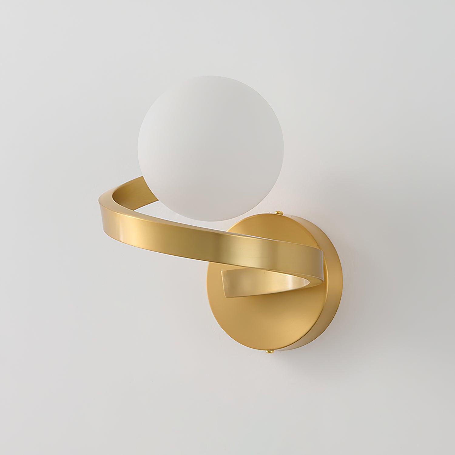 Modern Curved Brass Wall Sconce with White Glass Globe Shade Indoor Lighting Fixture G9 Base